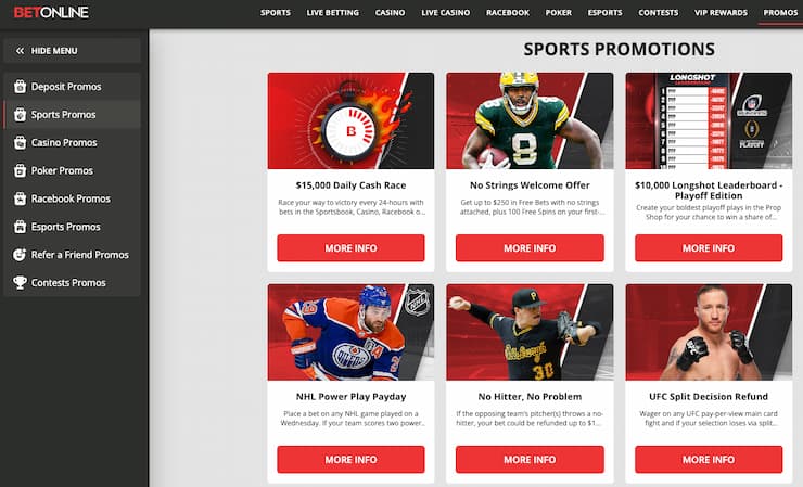 An image of New York sportsbook promos at BetOnline
