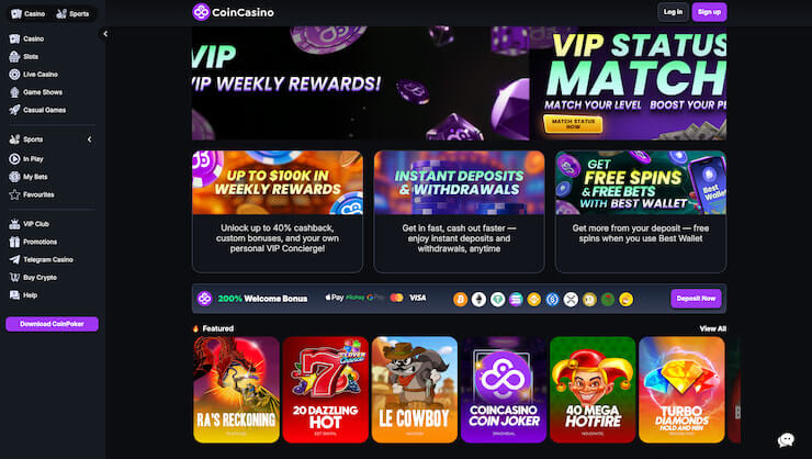 CoinCasino is our top rated New York online casino.