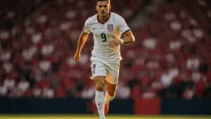 USA striker Folarin Balogun in action during 2026 World Cup match against Australia