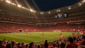 Canada vs Bosnia World Cup match at packed BMO Field stadium in Toronto with electric atmosphere
