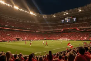 Canada vs Bosnia World Cup match at packed BMO Field stadium in Toronto with electric atmosphere