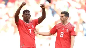 Granit Xhaka wearing Switzerland national team jersey with the number 10.