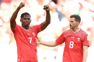 Granit Xhaka wearing Switzerland national team jersey with the number 10.