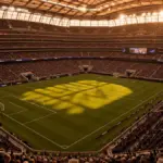 MetLife Stadium interior showing soccer pitch setup for France vs Senegal international match