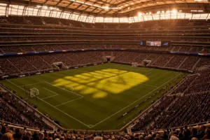 MetLife Stadium interior showing soccer pitch setup for France vs Senegal international match