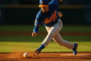 Mets shortstop making defensive play on infield, ready to return from injury