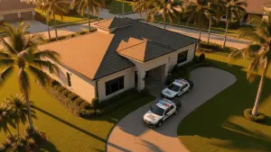 Police cars outside Florida home during investigation involving Jets quarterback