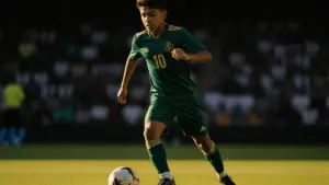 Mexican midfielder Gilberto Mora in action during 2026 World Cup match against South Korea