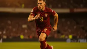 Erling Haaland in Norway kit during World Cup 2026 match action