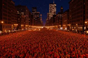 Massive crowds celebrating in New York City streets after Knicks championship victory