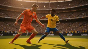 Netherlands vs Sweden World Cup 2026 soccer match at stadium with players in action