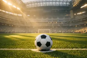 Soccer ball on pitch at NRG Stadium ahead of Portugal vs DR Congo World Cup 2026 match