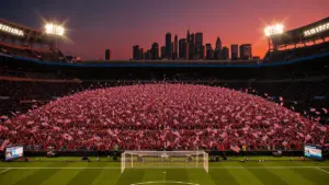 Lumen Field stadium packed with USA soccer fans during World Cup 2026 match in Seattle