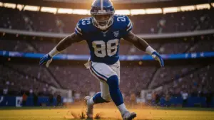 Giants edge rusher exploding off the line during pass rush at MetLife Stadium
