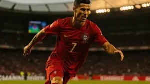 Cristiano Ronaldo in action for Portugal at World Cup 2026 knockout match